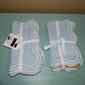 Williams Sonoma X Aerin Scalloped Bordered Linen Dinner Napkins Set of 8